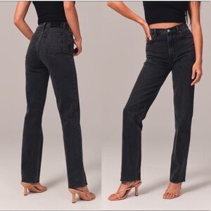 Abercrombie Curve Love Ultra High Rise 90s Straight Jean Black 28 / 6 Regular